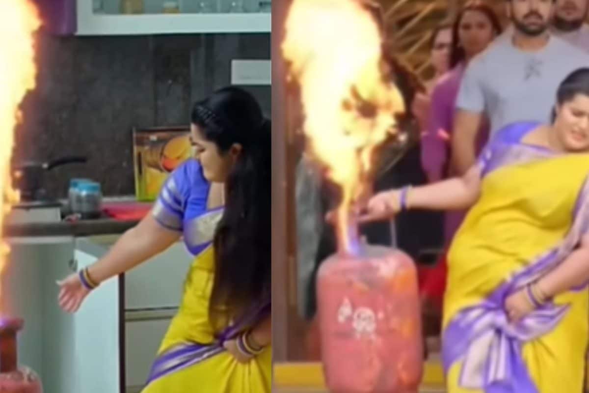 Serial Heroine: లీకైన సిలిండర్‌ను అమాంతం గాలిలోకి విసిరేసిన సీరియల్ హీరోయిన్... వైరల్ అవుతున్న వీడియో క్లిప్!